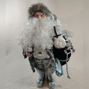 Creative Design Silver Stand-Alone Santa Claus Holiday Christmas Figurine 18"